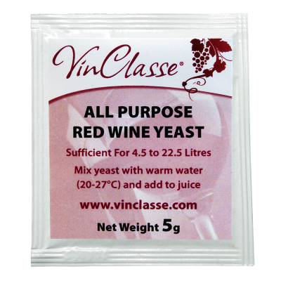 VinClasse All Purpose Red Wine Yeast - 5 Gram Sachet