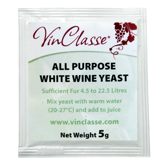 Vinclasse All Purpose White Wine Yeast 5 Gram Sachet Balliihoo