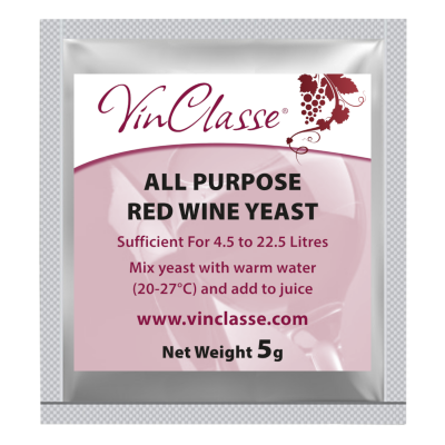 VinClasse All Purpose Red Wine Yeast - 5 Gram Sachet