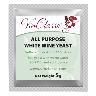VinClasse All Purpose White Wine Yeast - 5 Gram Sachet