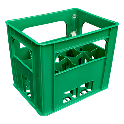 Plastic Wine Bottle Crate - Holds 12 Bottles - Green